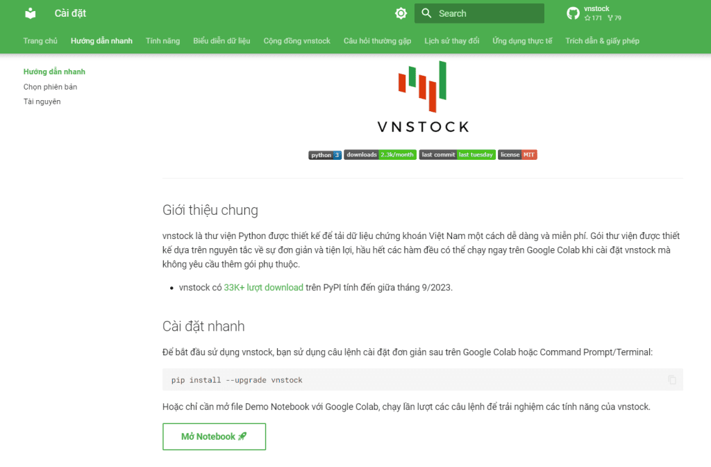 Vnstock Docs 2.0 Trang khởi đầu nhanh chóng